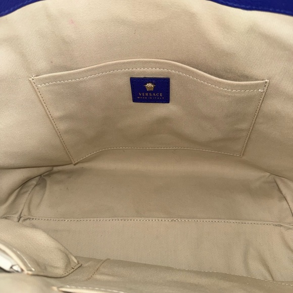 Versace Indigo Blue Medusa Leather Bag - Picture 3 of 9